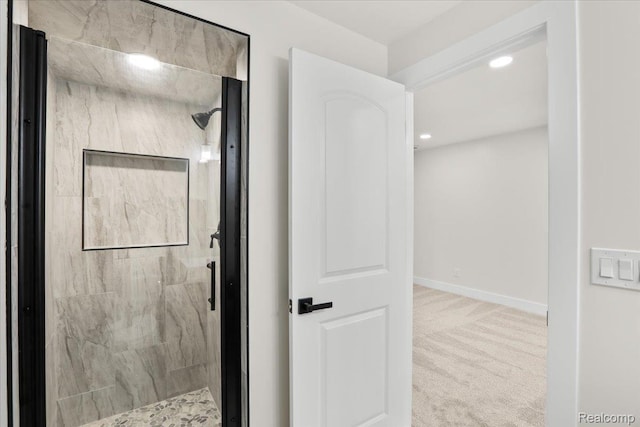 47043 Curtis Rd, Northville, MI 48168 - bathroom featuring a shower stall and recessed lighting