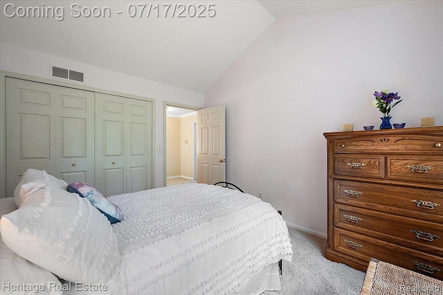 3066 Waldon Park Dr, Orion, MI 48359 - bedroom featuring light carpet, vaulted ceiling, and a closet
