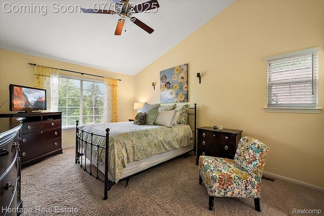 3066 Waldon Park Dr, Orion, MI 48359 - carpeted bedroom featuring lofted ceiling and ceiling fan