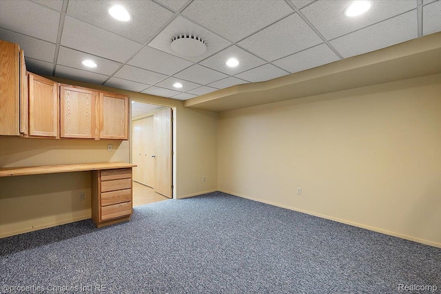 2 Eastbury Ct, Ann Arbor, MI 48105 - finished below grade area with carpet, recessed lighting, and built in desk