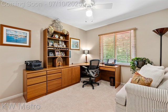 510 Roxbury Dr, Lake Orion, MI 48359 - office featuring light carpet and a ceiling fan