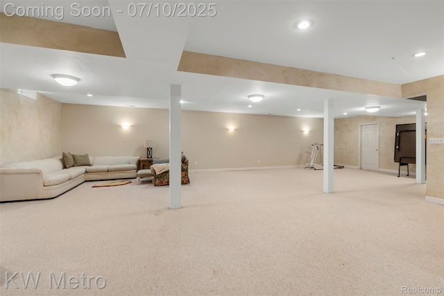 510 Roxbury Dr, Lake Orion, MI 48359 - finished below grade area with recessed lighting and carpet flooring