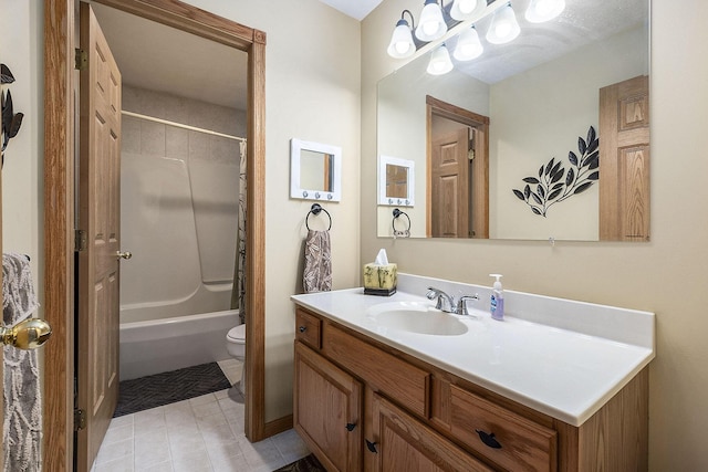 6177 Heathcross Dr, Hudsonville, MI 49426 - full bath with vanity, shower / bath combination with curtain, and tile patterned flooring