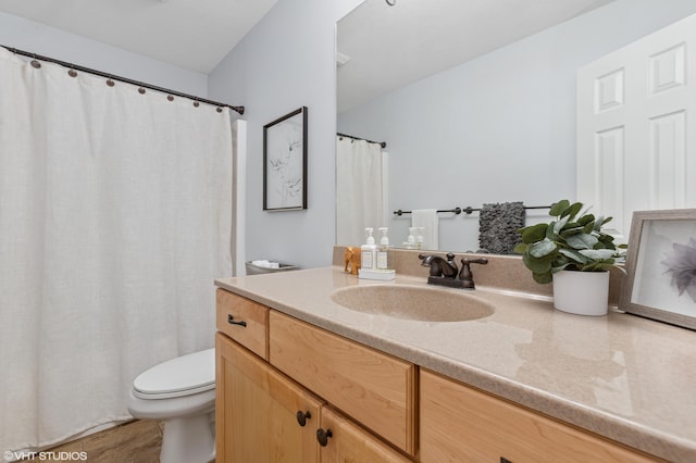 6044 Wabash Ln, Stevensville, MI 49127 - bathroom with vanity, wood finished floors, and a shower with shower curtain