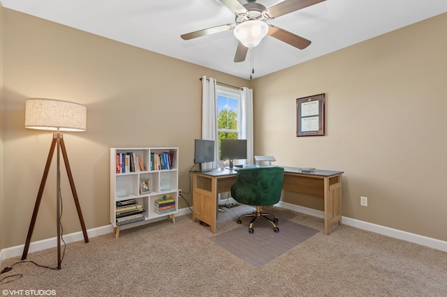 6044 Wabash Ln, Stevensville, MI 49127 - home office featuring light carpet and a ceiling fan
