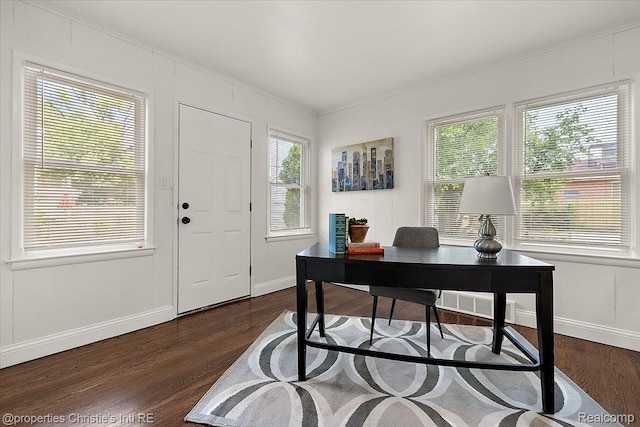 18714 Appoline St, Detroit, MI 48235 - office with dark wood-style floors and crown molding