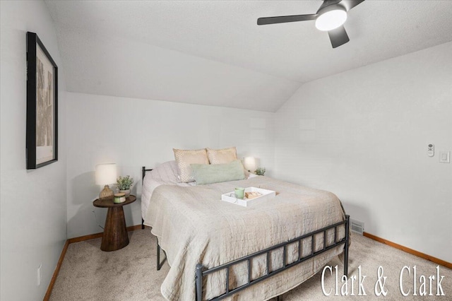 139 W Grand Ledge Hwy, Sunfield, MI 48890 - bedroom featuring carpet floors, lofted ceiling, and ceiling fan