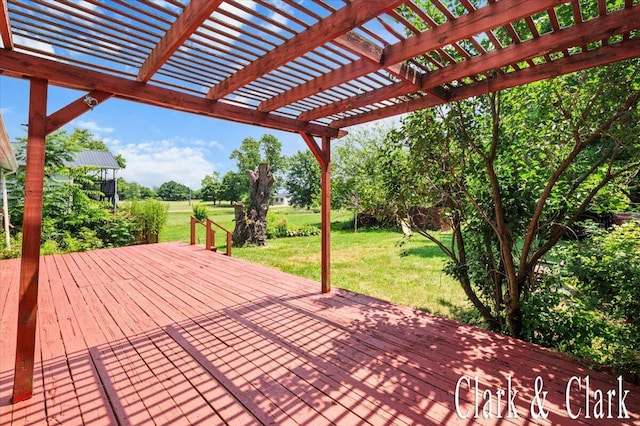 139 W Grand Ledge Hwy, Sunfield, MI 48890 - deck with a pergola and a lawn