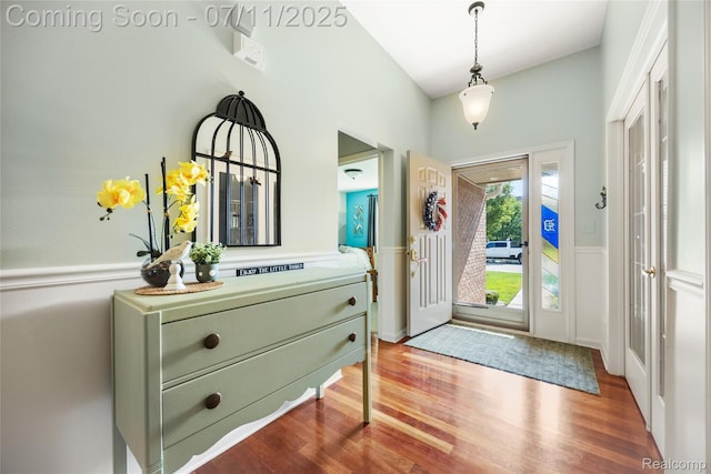 52221 Giuliano Ln, Macomb, MI 48042 - foyer featuring wood finished floors and wainscoting
