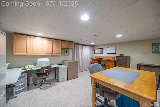 52221 Giuliano Ln, Macomb, MI 48042 - home office featuring light colored carpet, a drop ceiling, and recessed lighting