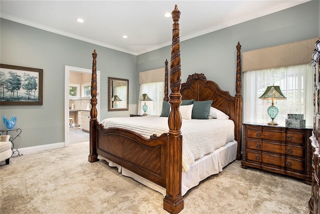 106 Kingsbury Ct, Battle Creek, MI 49015 - bedroom featuring carpet, recessed lighting, and crown molding