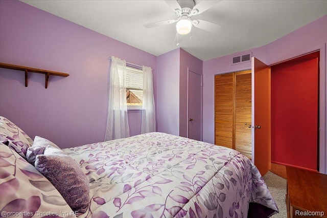 4681 Cass Elizabeth Rd, Waterford, MI 48327 - bedroom featuring a closet, carpet flooring, and ceiling fan