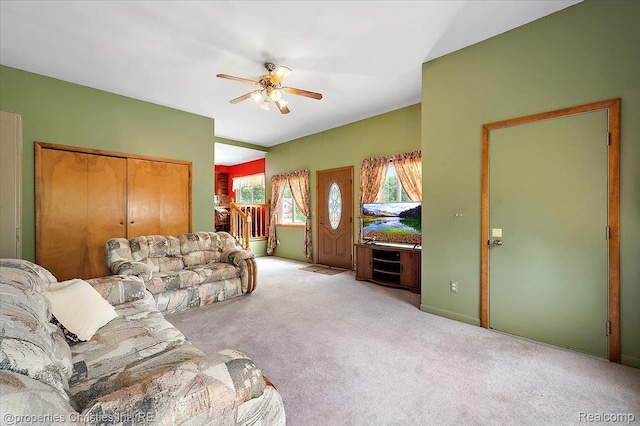 4681 Cass Elizabeth Rd, Waterford, MI 48327 - living room with a ceiling fan and carpet
