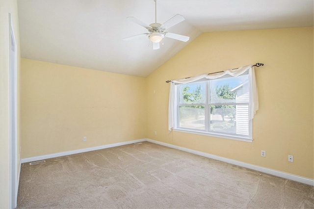 5625 Bay Meadow Trl, Portage, MI 49024 - spare room featuring ceiling fan, vaulted ceiling, and light carpet