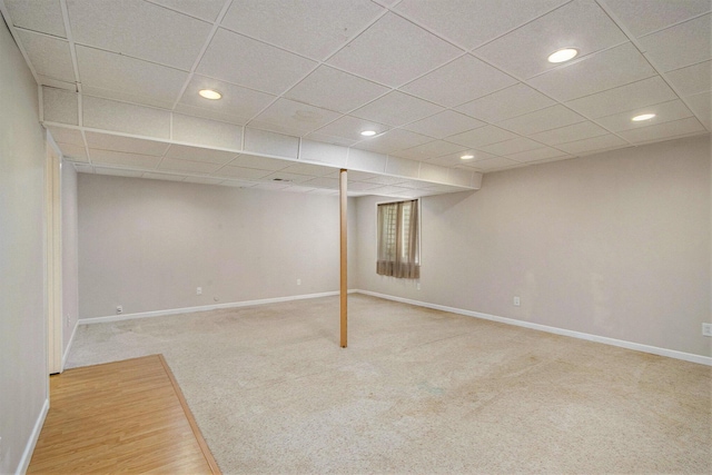 5625 Bay Meadow Trl, Portage, MI 49024 - finished below grade area with recessed lighting, carpet floors, and a drop ceiling