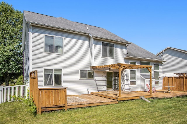5625 Bay Meadow Trl, Portage, MI 49024 - back of house featuring a pergola and a wooden deck