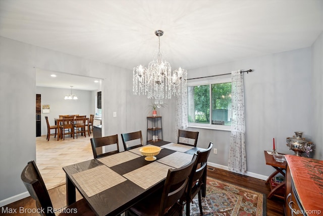 6810 Killarney Dr, Troy, MI 48098 - dining space with a chandelier, plenty of natural light, wood finished floors, and recessed lighting