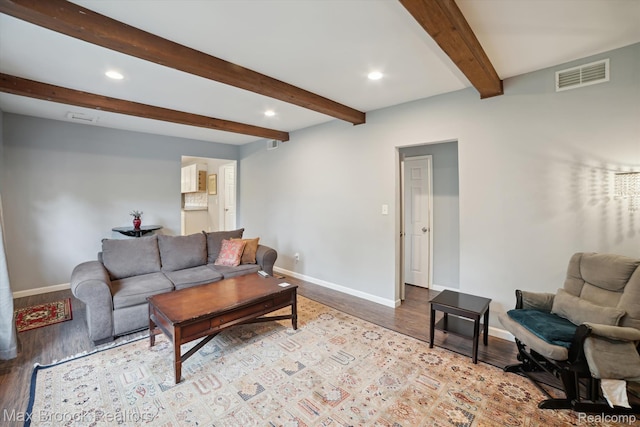 6810 Killarney Dr, Troy, MI 48098 - living area with recessed lighting, light wood-style floors, and beamed ceiling