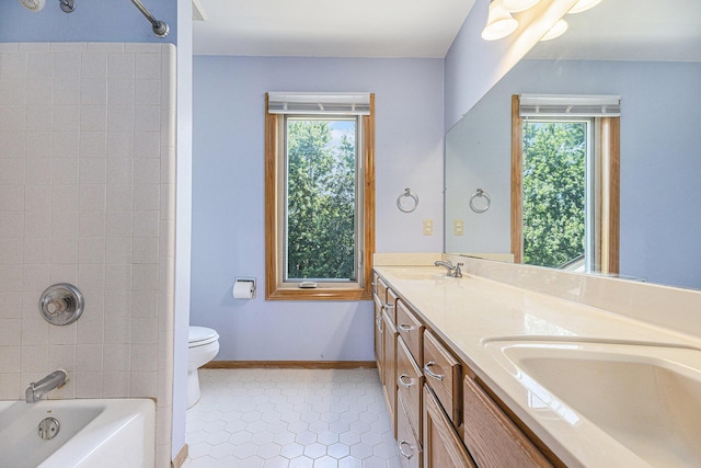 4213 Silverleaf Dr, Ypsilanti, MI 48197 - bathroom featuring double vanity, shower / bath combination, and tile patterned flooring