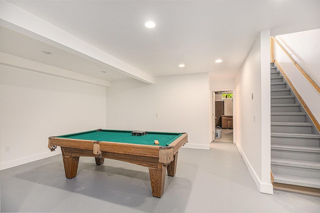 4213 Silverleaf Dr, Ypsilanti, MI 48197 - rec room with recessed lighting, finished concrete floors, and billiards table