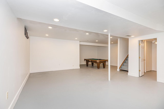 4213 Silverleaf Dr, Ypsilanti, MI 48197 - finished below grade area with pool table, recessed lighting, and stairs