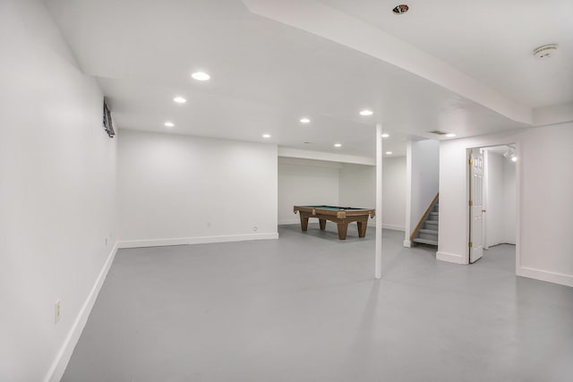 4213 Silverleaf Dr, Ypsilanti, MI 48197 - finished below grade area featuring recessed lighting, billiards table, and stairs