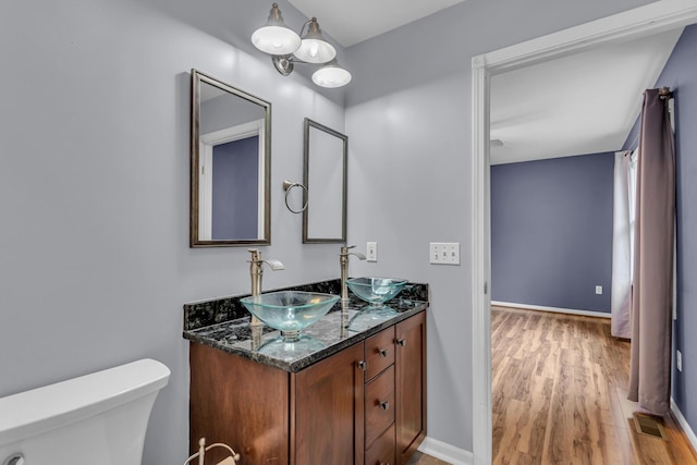 1615 Bunting Rd, Jackson, MI 49201 - bathroom with double vanity and wood finished floors