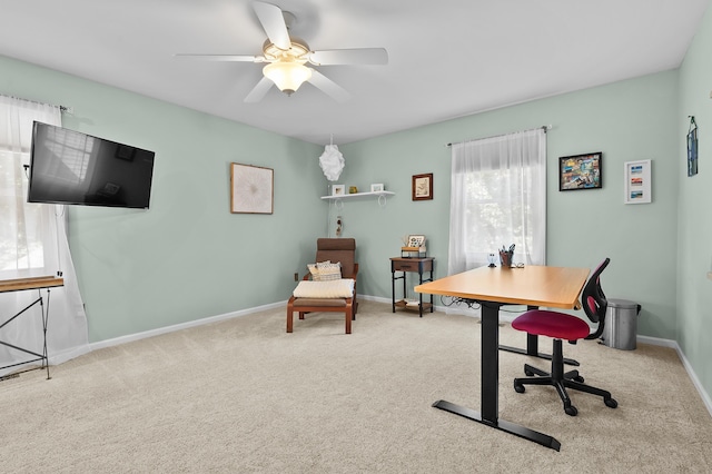 6794 Brickleton Ct, Portage, MI 49024 - carpeted home office featuring ceiling fan and baseboards
