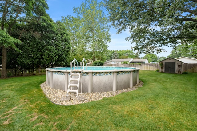 6794 Brickleton Ct, Portage, MI 49024 - view of pool featuring a storage shed and a fenced backyard