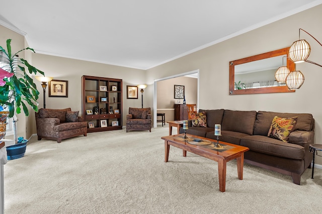 6794 Brickleton Ct, Portage, MI 49024 - living room featuring carpet floors and crown molding