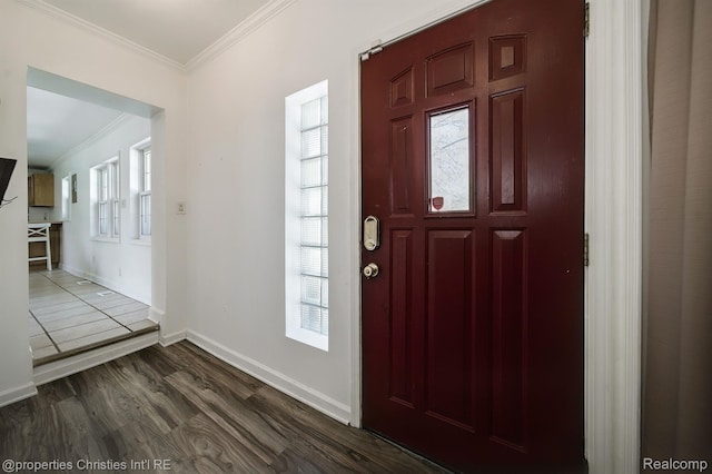 30160 Marshall St, Southfield, MI 48076 - foyer featuring crown molding and dark wood-style flooring