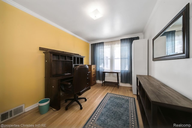 30160 Marshall St, Southfield, MI 48076 - home office featuring ornamental molding and light wood-style flooring