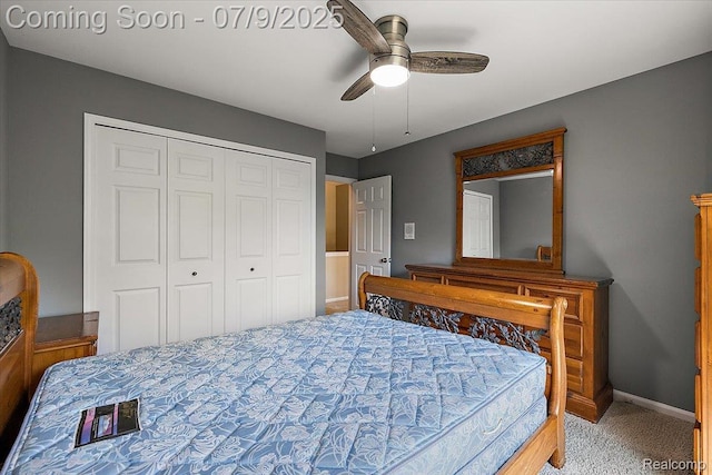 6591 Tree Knoll Dr, Troy, MI 48098 - carpeted bedroom with a closet and a ceiling fan