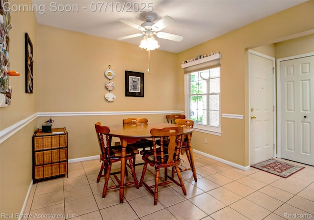 41503 Haggerty Woods Ct Unit 35, Canton, MI 48187 - tiled dining area featuring a ceiling fan and baseboards