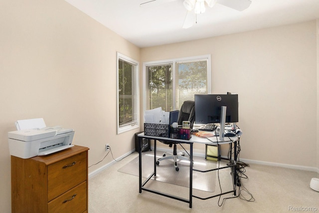 5103 Coachlight Dr, Fenton, MI 48430 - office with a ceiling fan and light colored carpet