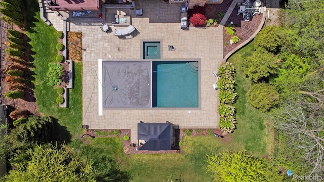 900 Mcdonald Dr, Northville, MI 48167 - view from above of property featuring a pool area