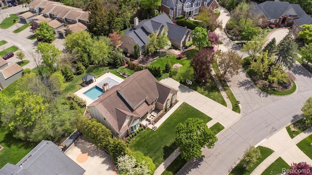 900 Mcdonald Dr, Northville, MI 48167 - aerial perspective of suburban area featuring a pool