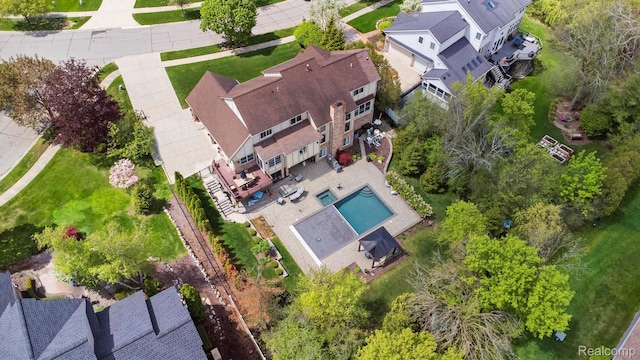 900 Mcdonald Dr, Northville, MI 48167 - aerial perspective of suburban area featuring a pool
