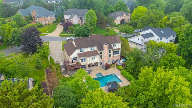900 Mcdonald Dr, Northville, MI 48167 - aerial view of residential area featuring a pool