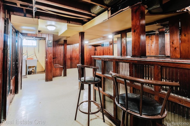 16219 Normandy St, Detroit, MI 48221 - indoor dry bar featuring wooden walls