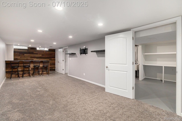 39408 Atkinson Dr, Sterling Heights, MI 48313 - finished below grade area featuring a dry bar, recessed lighting, and carpet flooring