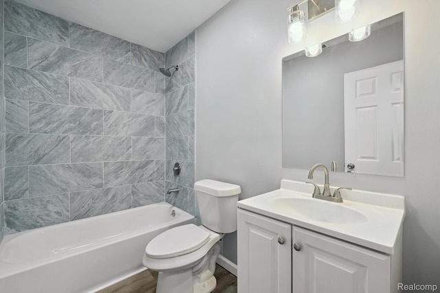 2245 Spring Hill Ave, Inkster, MI 48141 - bathroom featuring shower / bath combination, vanity, and wood finished floors