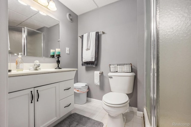 9780 Oak Valley Dr, Clarkston, MI 48348 - full bathroom with a shower stall, vanity, and tile patterned flooring