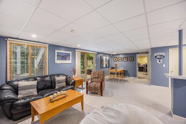 9780 Oak Valley Dr, Clarkston, MI 48348 - living area featuring a drop ceiling and carpet