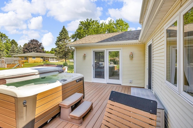 3416 Northlands Ave, Jackson, MI 49201 - wooden deck featuring a hot tub