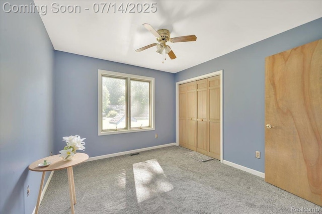 3117 Maumee Trl, Clyde, MI 48049 - unfurnished bedroom with carpet flooring, a closet, and ceiling fan
