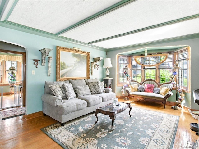 1313 Wall St, Port Huron, MI 48060 - living room with wood finished floors and crown molding
