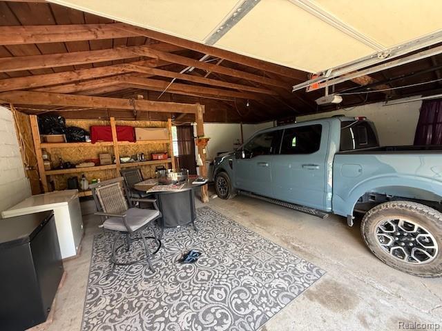 3103 Roush Rd, Hastings, MI 49058 - garage featuring fridge and a garage door opener