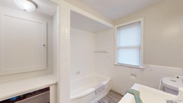 10800 Stratman St, Detroit, MI 48224 - bathroom featuring vanity, wainscoting, and tub / shower combination
