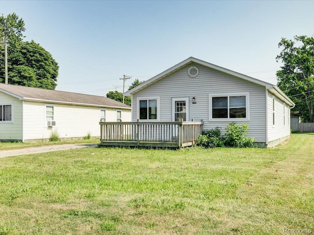 1114 Union St, Port Huron, MI 48060 - back of property with a deck, a lawn, and cooling unit